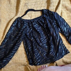 WHBM. Elegant Black and Silver Women's Top